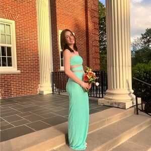Windsor Turquoise Sequin Prom Dress
